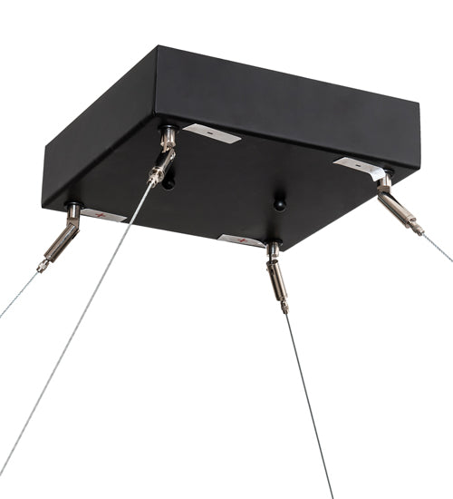 Meyda Lighting Anillo 36"Sq LED Flat Black Quadrato Pendant Light With White Statuario Idalight Shade