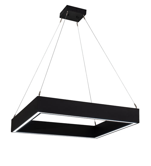 Meyda Lighting Anillo 36"Sq LED Flat Black Quadrato Pendant Light With White Statuario Idalight Shade