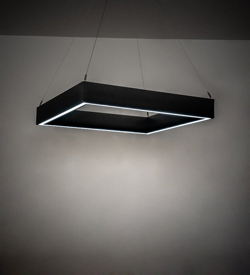 Meyda Lighting Anillo 36"Sq LED Flat Black Quadrato Pendant Light With White Statuario Idalight Shade