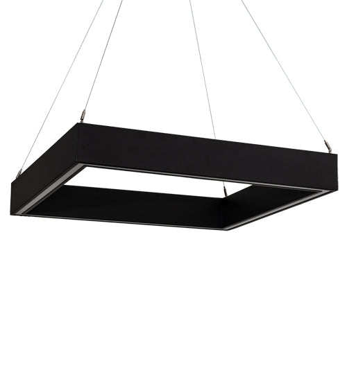 Meyda Lighting Anillo 36"Sq LED Flat Black Quadrato Pendant Light With White Statuario Idalight Shade