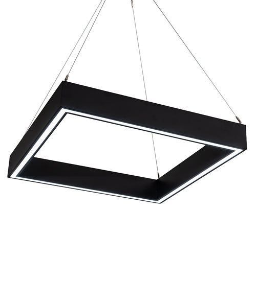 Meyda Lighting Anillo 36"Sq LED Flat Black Quadrato Pendant Light With White Statuario Idalight Shade