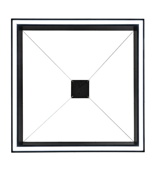 Meyda Lighting Anillo 36"Sq LED Flat Black Quadrato Pendant Light With White Statuario Idalight Shade