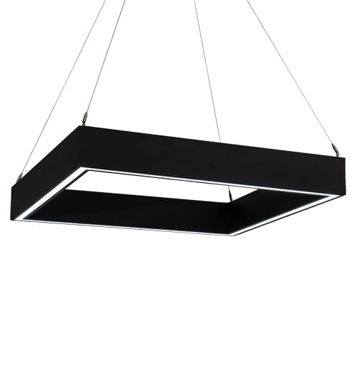 Meyda Lighting Anillo 36"Sq LED Flat Black Quadrato Pendant Light With White Statuario Idalight Shade