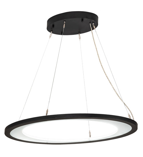 Meyda Lighting Anillo 37" Solar Black Ellipse Island Pendant Light With Clear Crystal Idalight Shade