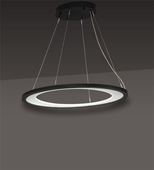 Meyda Lighting Anillo 37" Solar Black Ellipse Island Pendant Light With Clear Crystal Idalight Shade