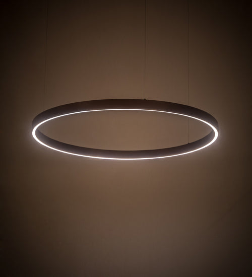 Meyda Lighting Anillo 39" LED Mahogany Bronze Halo Pendant Light With White Statuario Idalight Shade Glass
