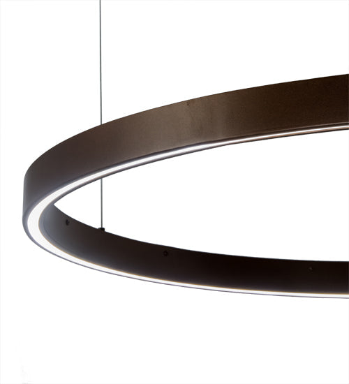 Meyda Lighting Anillo 39" LED Mahogany Bronze Halo Pendant Light With White Statuario Idalight Shade Glass