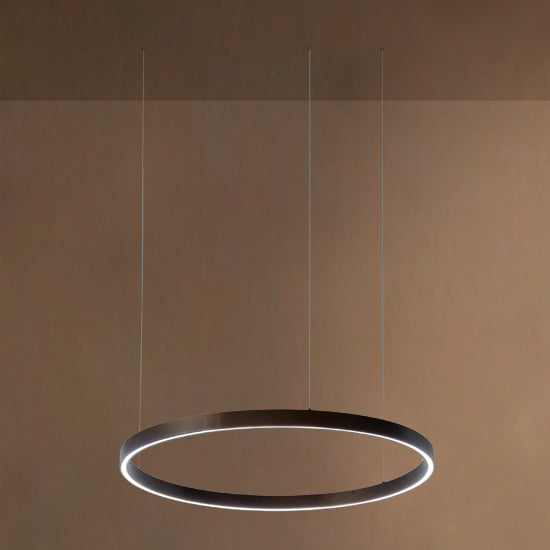 Meyda Lighting Anillo 39" LED Mahogany Bronze Halo Pendant Light With White Statuario Idalight Shade Glass