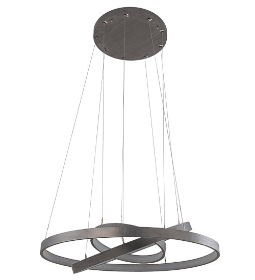 Meyda Lighting Anillo 42" 3-Ring LED Matte Clear Cascading Pendant Light With White Statuario Idalight Shade
