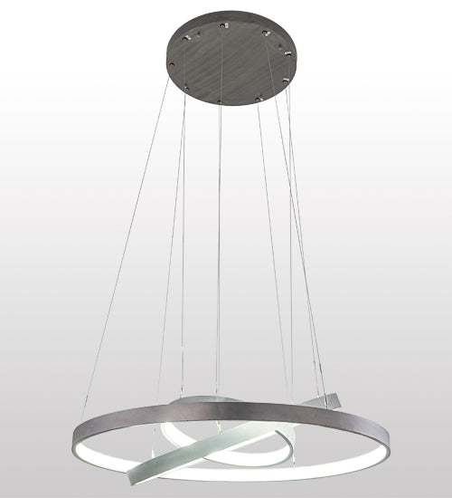 Meyda Lighting Anillo 42" 3-Ring LED Matte Clear Cascading Pendant Light With White Statuario Idalight Shade
