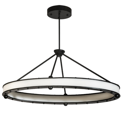 Meyda Lighting Anillo 42" LED Brushed Blackened Steel Gemini Island Pendant Light With Frosted Clear Statuario Idalight Shade