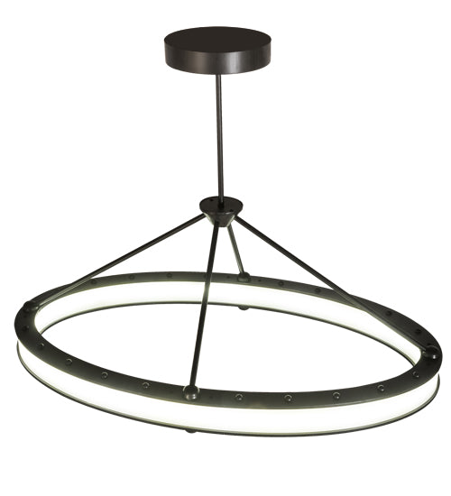 Meyda Lighting Anillo 42" LED Brushed Blackened Steel Gemini Island Pendant Light With Frosted Clear Statuario Idalight Shade