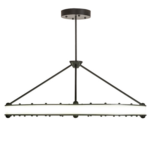 Meyda Lighting Anillo 42" LED Brushed Blackened Steel Gemini Island Pendant Light With Frosted Clear Statuario Idalight Shade
