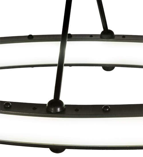 Meyda Lighting Anillo 42" LED Brushed Blackened Steel Gemini Island Pendant Light With Frosted Clear Statuario Idalight Shade