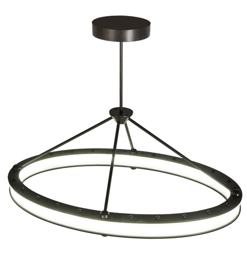 Meyda Lighting Anillo 42" LED Brushed Blackened Steel Gemini Island Pendant Light With Frosted Clear Statuario Idalight Shade