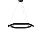 Meyda Lighting Anillo 42" LED Flat Black Hexagon Pendant Light With White Statuario Idalight Shade