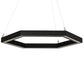 Meyda Lighting Anillo 42" LED Flat Black Hexagon Pendant Light With White Statuario Idalight Shade