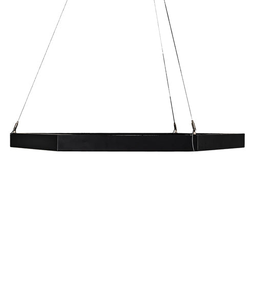 Meyda Lighting Anillo 42" LED Flat Black Hexagon Pendant Light With White Statuario Idalight Shade