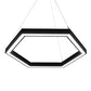 Meyda Lighting Anillo 42" LED Flat Black Hexagon Pendant Light With White Statuario Idalight Shade