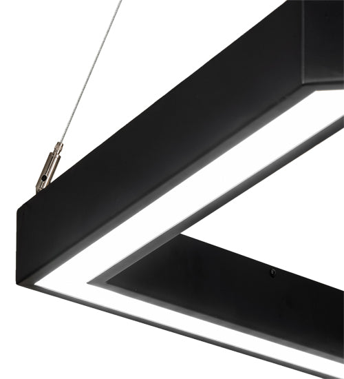Meyda Lighting Anillo 42" LED Flat Black Hexagon Pendant Light With White Statuario Idalight Shade