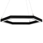 Meyda Lighting Anillo 42" LED Flat Black Hexagon Pendant Light With White Statuario Idalight Shade