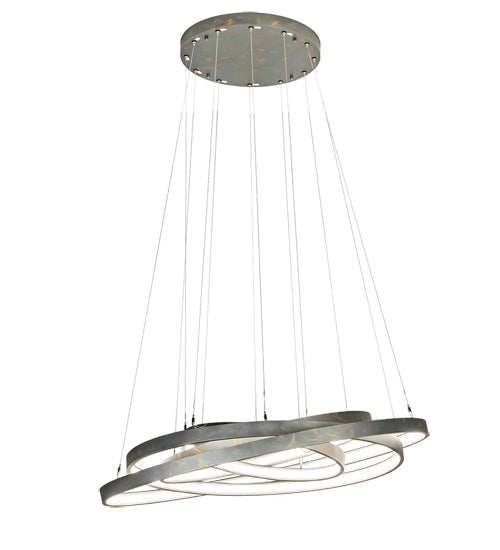 Meyda Lighting Anillo 48" 4-Ring LED French Bronze Cascading Pendant Light With White Statuario Idalight Shade