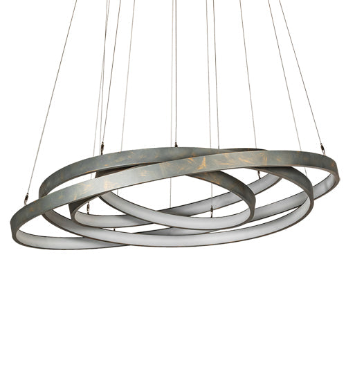 Meyda Lighting Anillo 48" 4-Ring LED French Bronze Cascading Pendant Light With White Statuario Idalight Shade