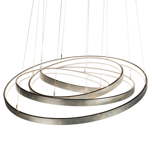 Meyda Lighting Anillo 48" 4-Ring LED French Bronze Cascading Pendant Light With White Statuario Idalight Shade