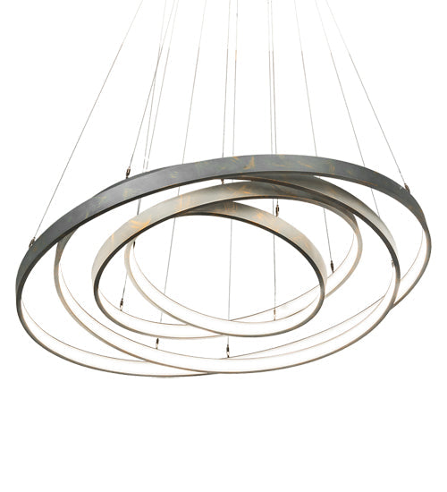 Meyda Lighting Anillo 48" 4-Ring LED French Bronze Cascading Pendant Light With White Statuario Idalight Shade