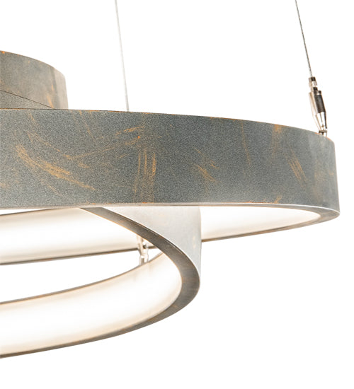 Meyda Lighting Anillo 48" 4-Ring LED French Bronze Cascading Pendant Light With White Statuario Idalight Shade