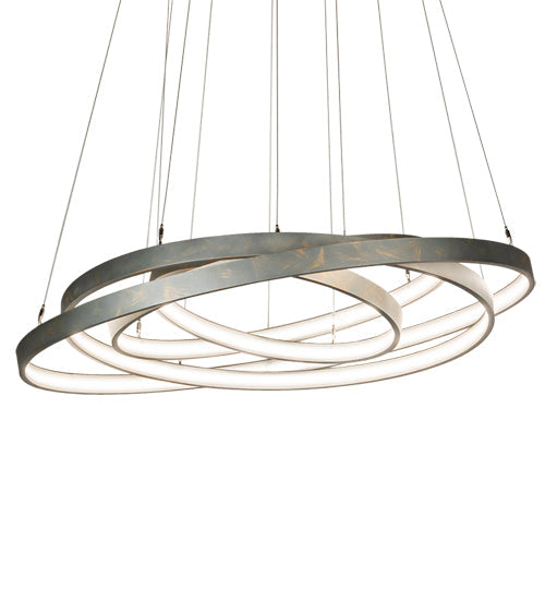 Meyda Lighting Anillo 48" 4-Ring LED French Bronze Cascading Pendant Light With White Statuario Idalight Shade