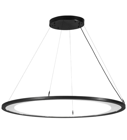 Meyda Lighting Anillo 49" Solar Black Ellipse Island Pendant Light With Contrail Mist Idalight Shade