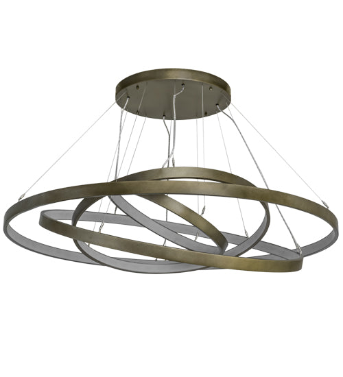 Meyda Lighting Anillo 60" 4-Ring LED Black Hills Gold Chandelier With White Statuario Idalight Shade Glass
