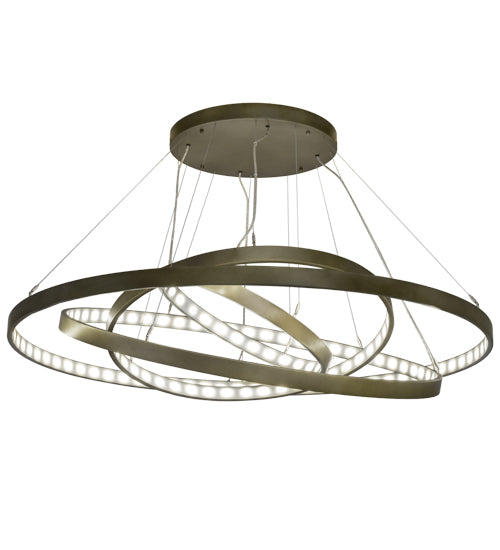 Meyda Lighting Anillo 60" 4-Ring LED Black Hills Gold Chandelier With White Statuario Idalight Shade Glass