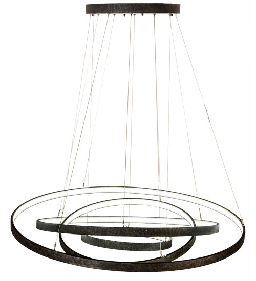 Meyda Lighting Anillo 60" 4-Ring LED Gunmetal Cascading Pendant Light With White Statuario Idalight Shade