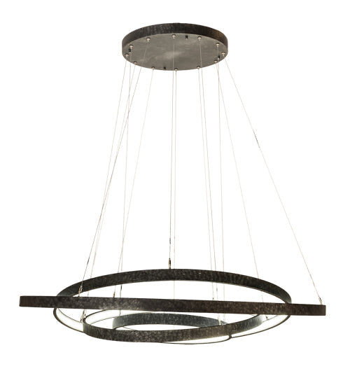 Meyda Lighting Anillo 60" 4-Ring LED Gunmetal Cascading Pendant Light With White Statuario Idalight Shade