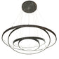 Meyda Lighting Anillo 60" 4-Ring LED Gunmetal Cascading Pendant Light With White Statuario Idalight Shade