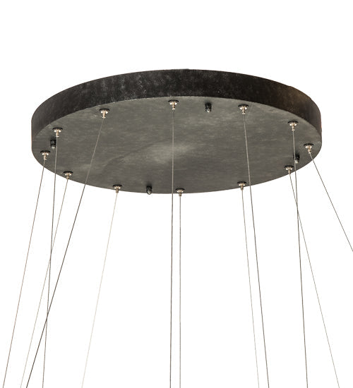Meyda Lighting Anillo 60" 4-Ring LED Gunmetal Cascading Pendant Light With White Statuario Idalight Shade