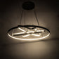 Meyda Lighting Anillo 60" 4-Ring LED Solar Black Cascading Pendant Light With White Statuario Idalight Shade