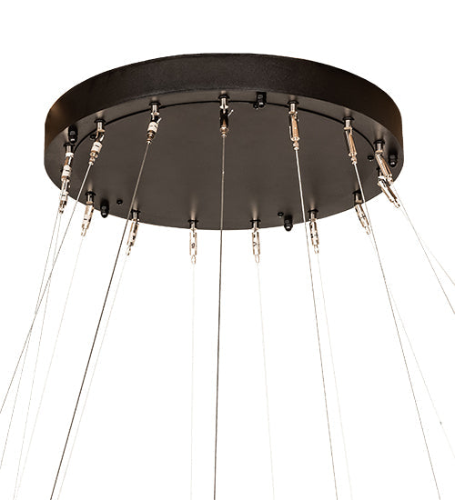 Meyda Lighting Anillo 60" 5-Ring LED Textured Black Cascading Chandelier With White Statuario Idalight Shade