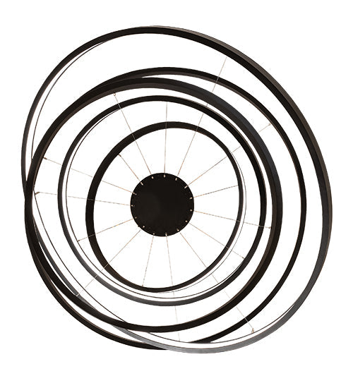 Meyda Lighting Anillo 60" 5-Ring LED Textured Black Cascading Chandelier With White Statuario Idalight Shade