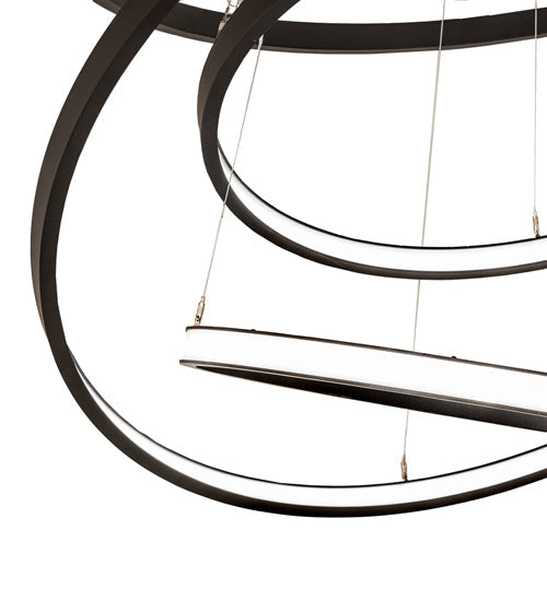 Meyda Lighting Anillo 60" 5-Ring LED Textured Black Cascading Chandelier With White Statuario Idalight Shade