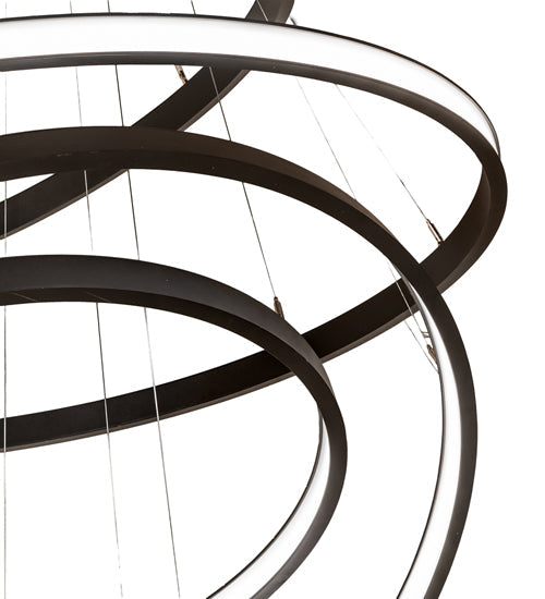 Meyda Lighting Anillo 60" 5-Ring LED Textured Black Cascading Chandelier With White Statuario Idalight Shade