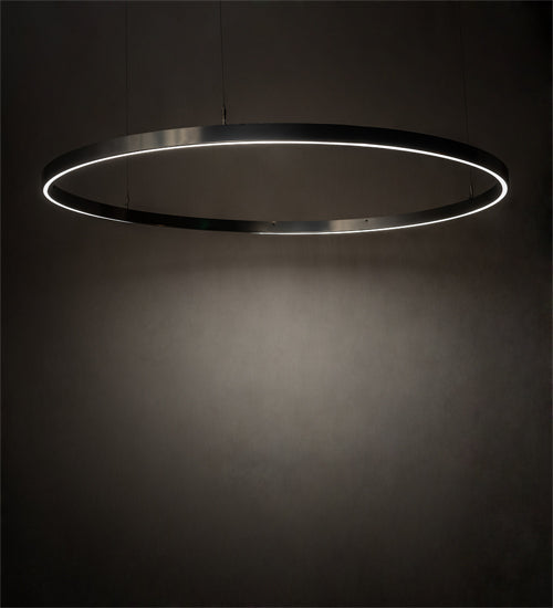 Meyda Lighting Anillo 60" Extreme Chrome Halo Pendant Light With White Statuario Idalight Shade