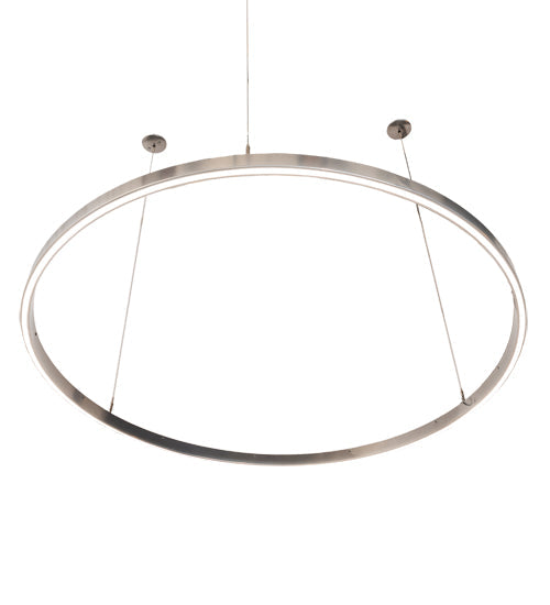 Meyda Lighting Anillo 60" Extreme Chrome Halo Pendant Light With White Statuario Idalight Shade