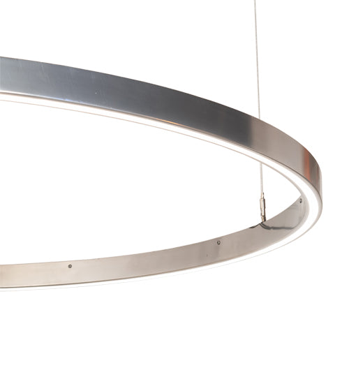 Meyda Lighting Anillo 60" Extreme Chrome Halo Pendant Light With White Statuario Idalight Shade