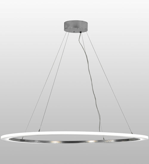 Meyda Lighting Anillo 60" LED Extreme Chrome Pendant Light With White Contrail Mist Idalight Shade