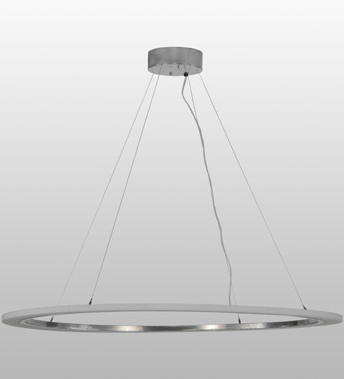 Meyda Lighting Anillo 60" LED Extreme Chrome Pendant Light With White Contrail Mist Idalight Shade