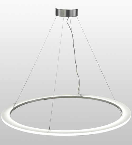 Meyda Lighting Anillo 60" LED Extreme Chrome Pendant Light With White Contrail Mist Idalight Shade