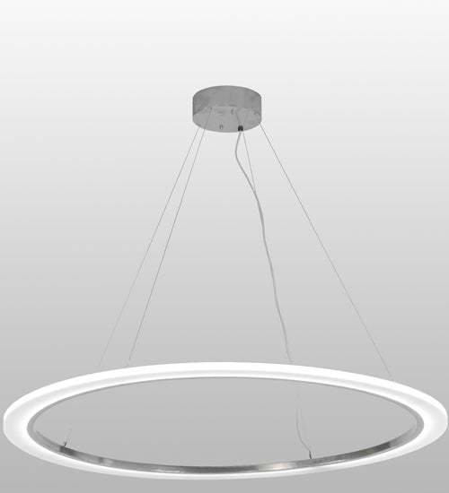 Meyda Lighting Anillo 60" LED Extreme Chrome Pendant Light With White Contrail Mist Idalight Shade